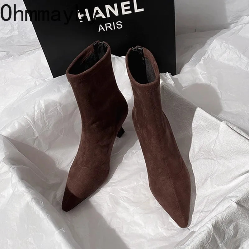 Vintage Pointed Toe Women's Ankle Boots | High Heel Booties