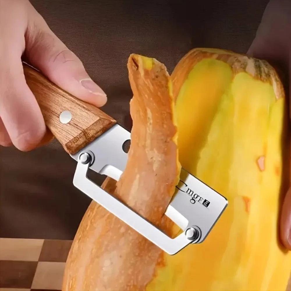 Wooden Handle Peeler & Wavy Cutter Set – Stainless Steel