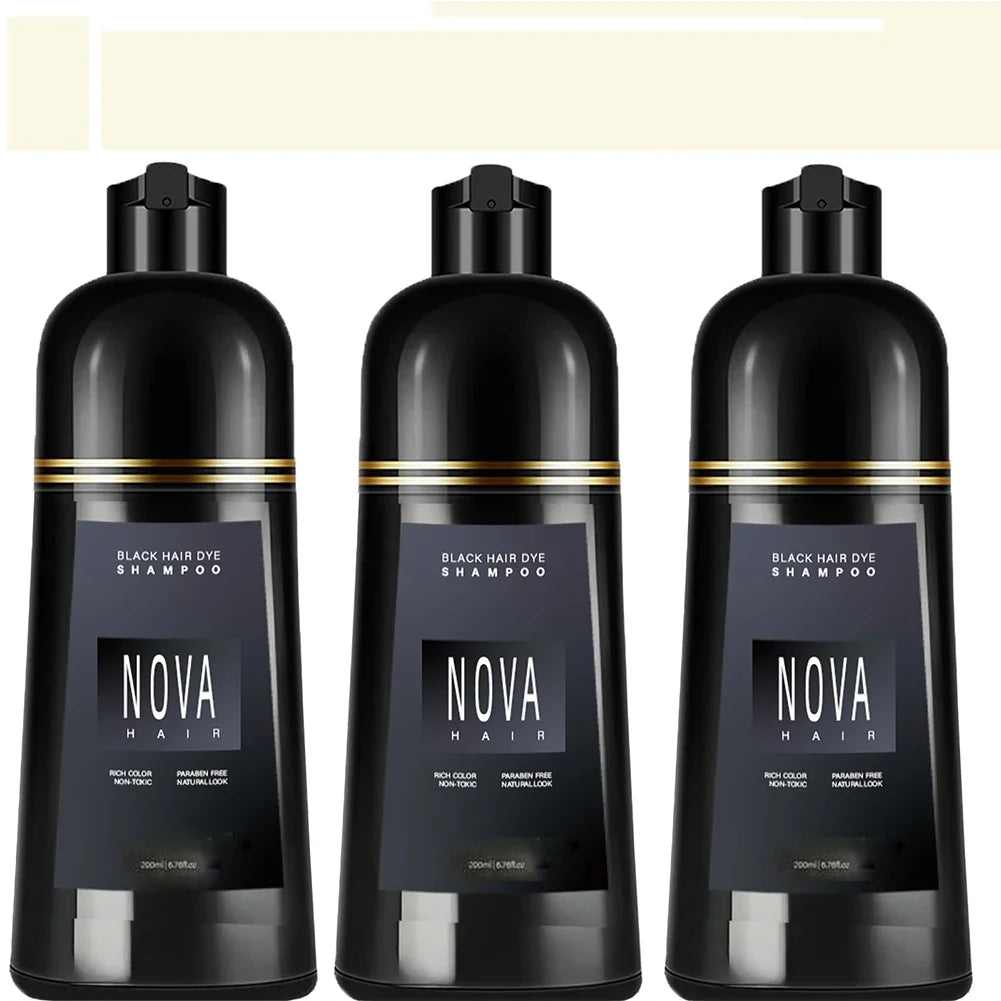 Nova Black Hair Dye Shampoo – Covers Gray in Minutes