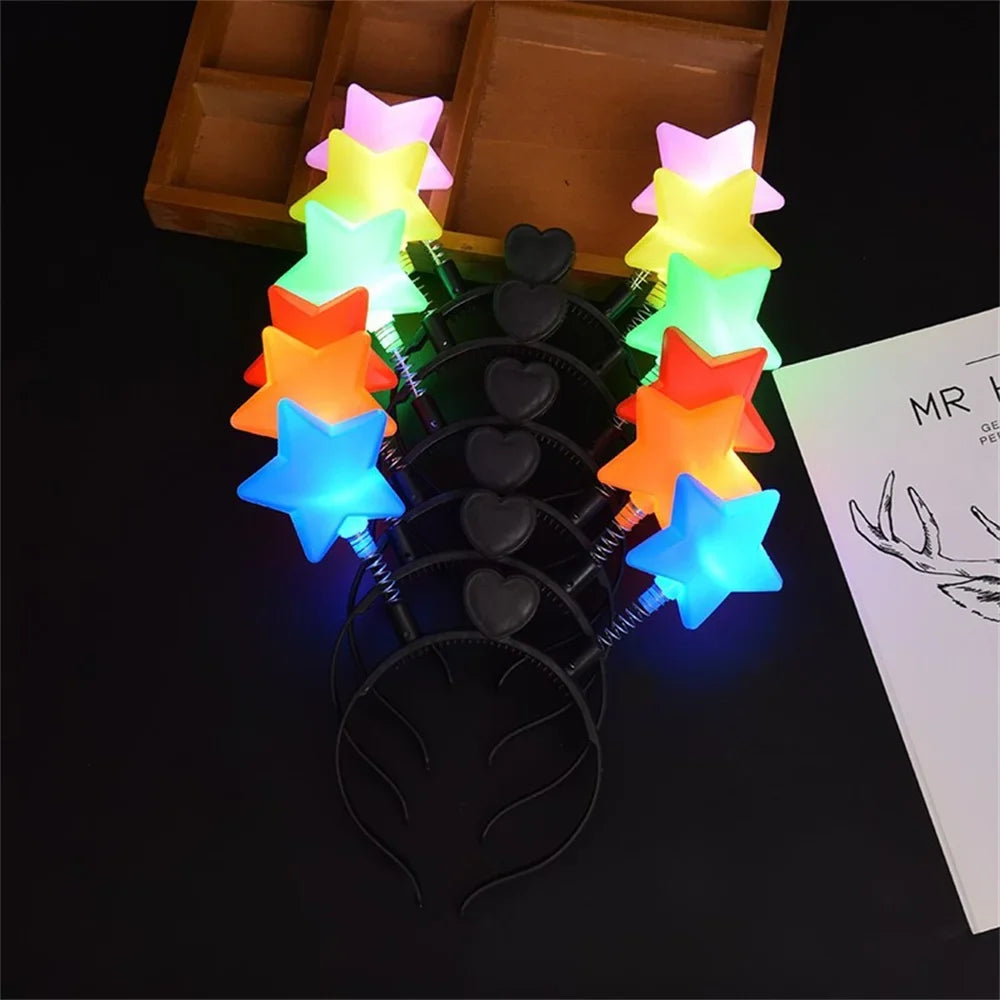 LED Shinning Bouncing Star Shape Headband Year Birthday Party Hair