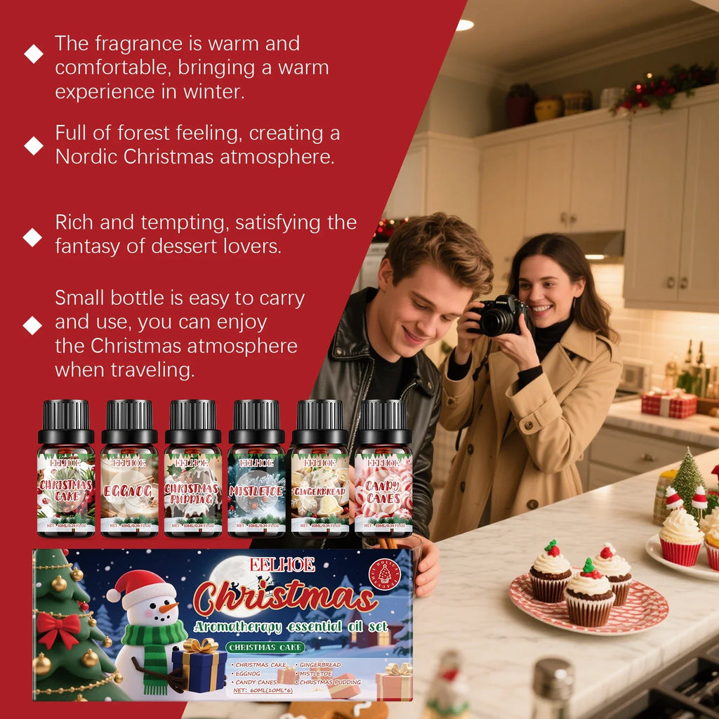 Christmas Essential Oil Set – 6 Festive Holiday Scents 6x10ml