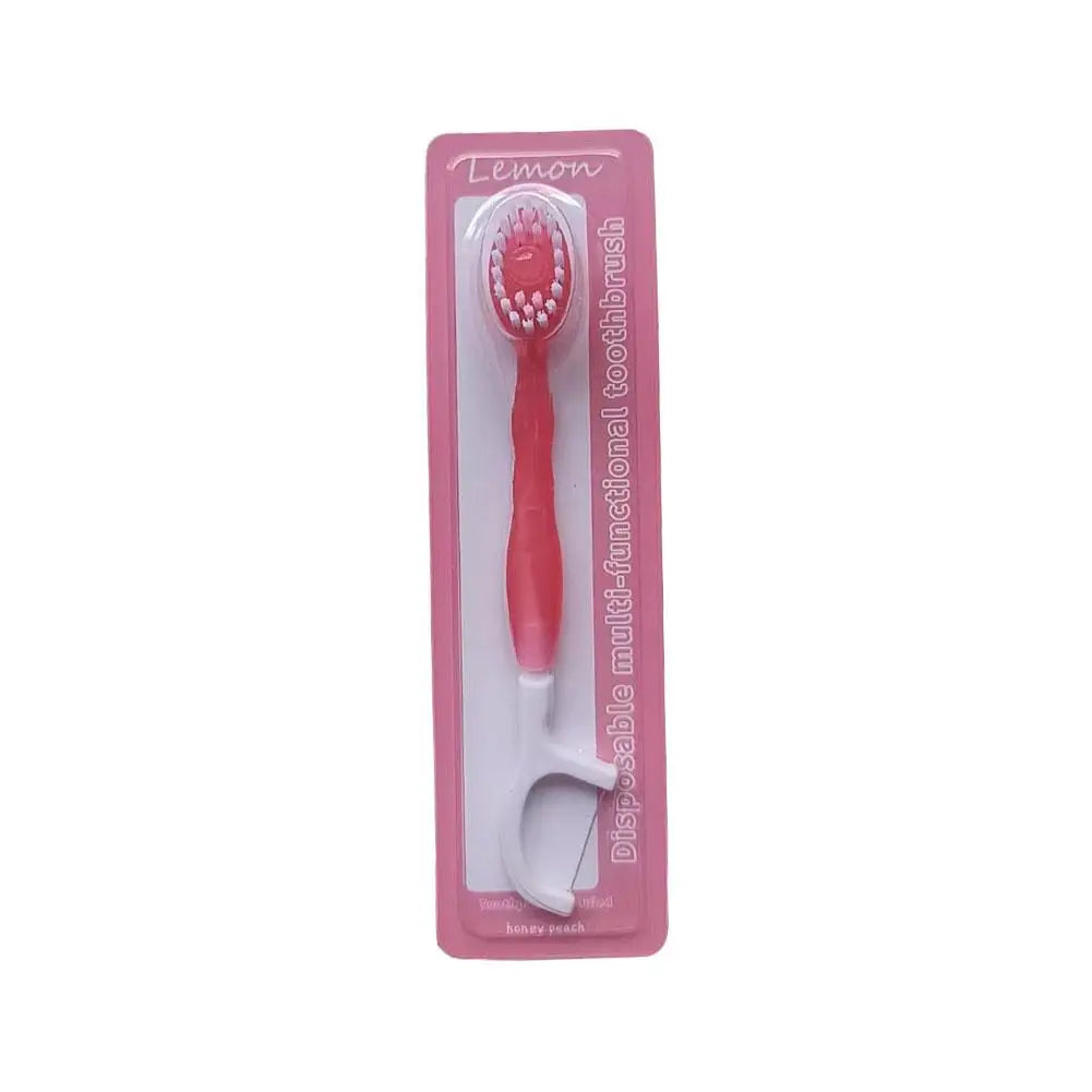 5-in-1 Disposable Travel Toothbrush – Toothpaste, Floss & Pick