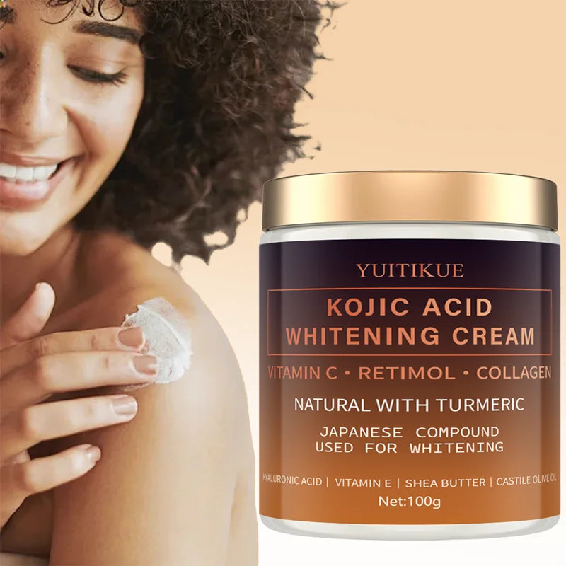 Kojic Acid Brightening Cream 100g – Vitamin C, Turmeric & Shea