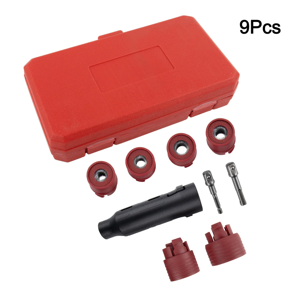 9-Pc Car Wheel Stud Cleaner Brush Set 12–28mm Rust Removal