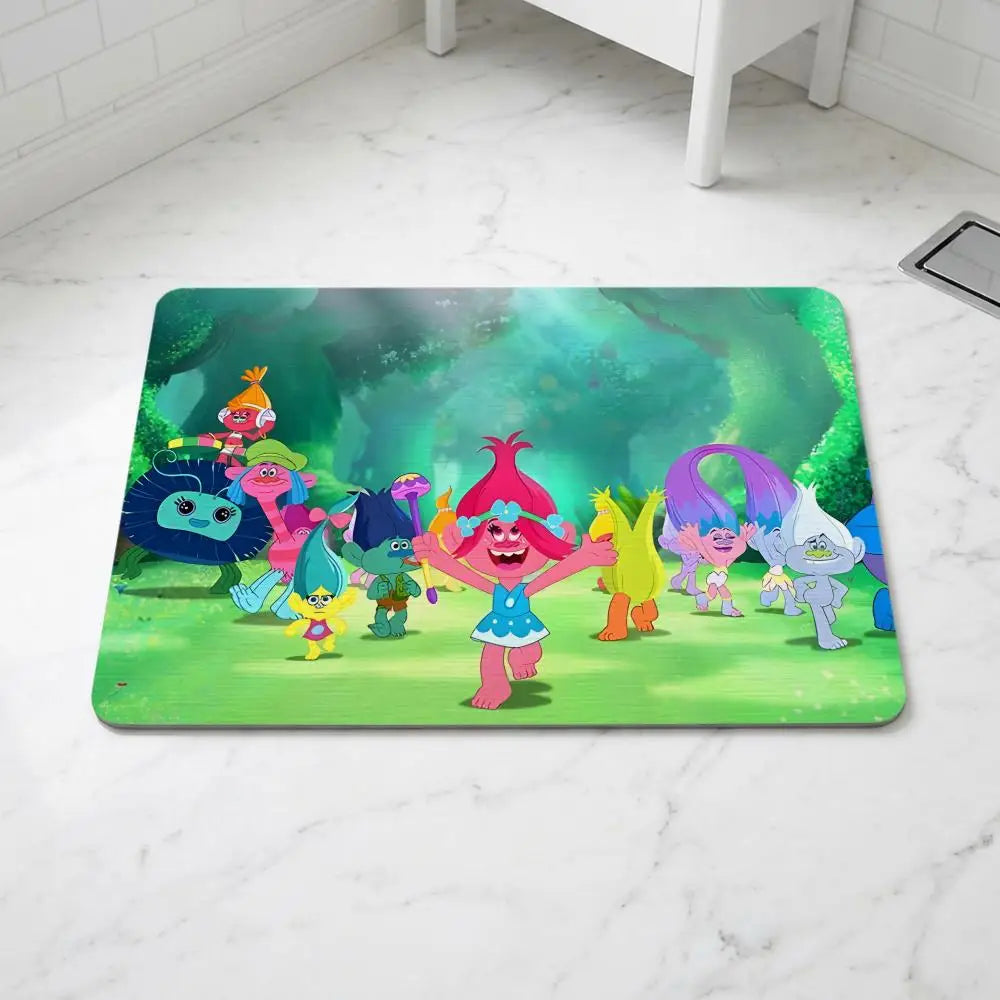 Cartoon Trolls Diatomite Bath Mat – Quick Dry & Non-Slip