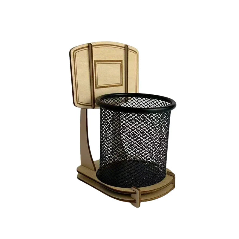 Wooden Multi-functional Assembled Basketball Hoop Pen Holder