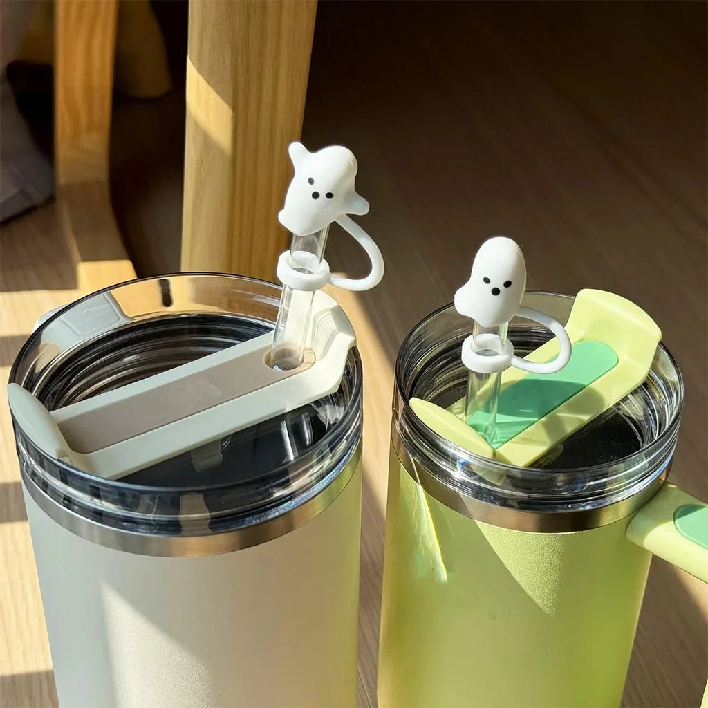 Ghost Silicone Straw Topper Caps for Stanley 30 & 40 oz Cups