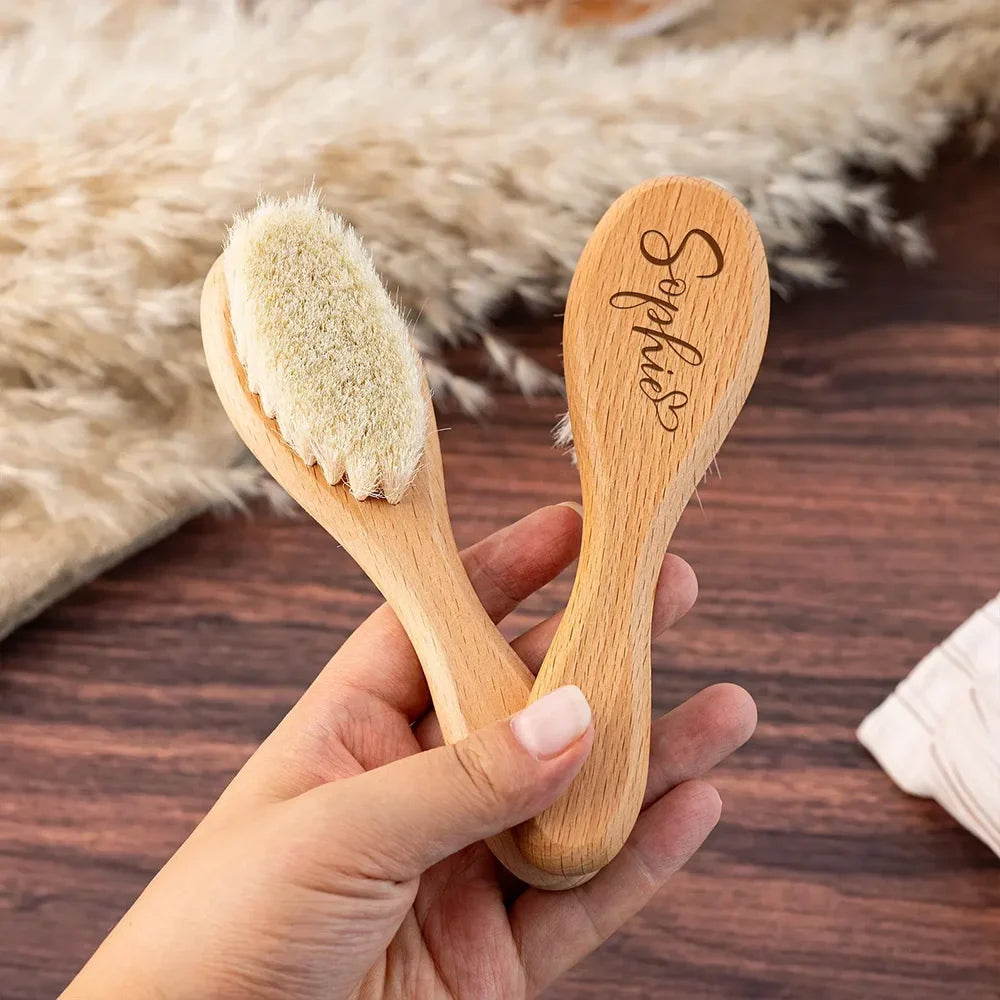 Custom Engraved Wooden Baby Hairbrush | Personalized Keepsake