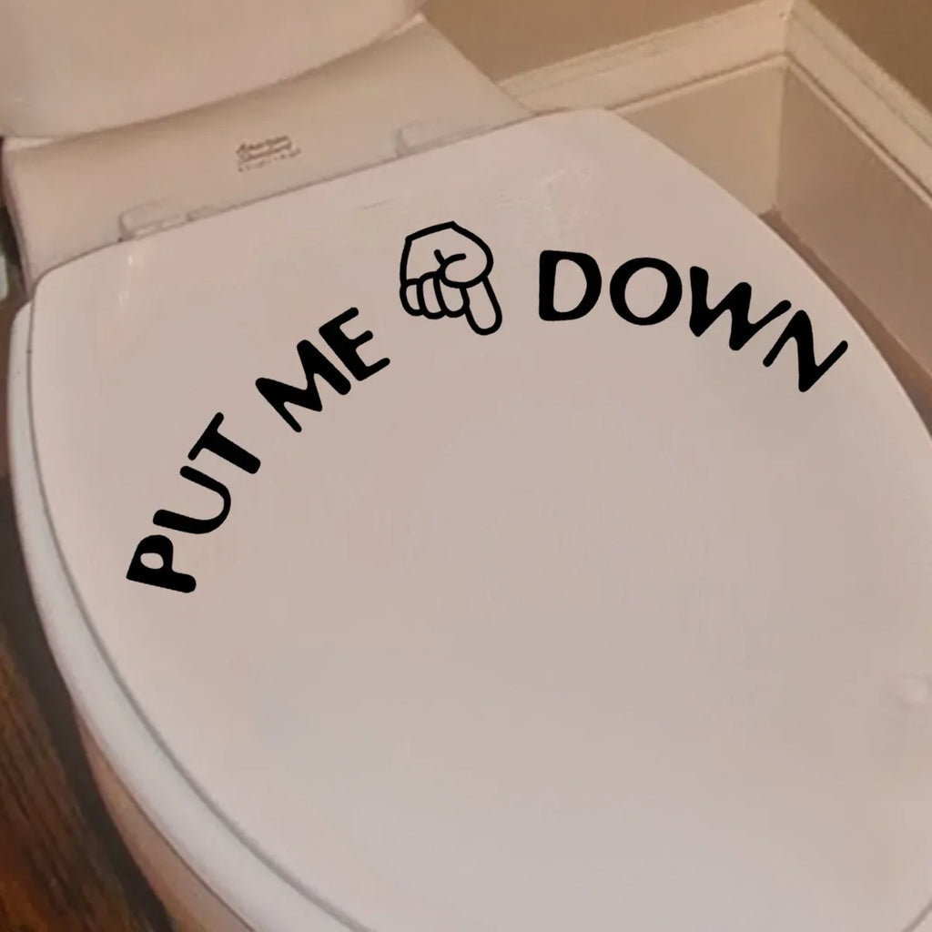 Gesture Hand Decal Funny Bathroom Toilet Seat Wall Sticker Sign Put