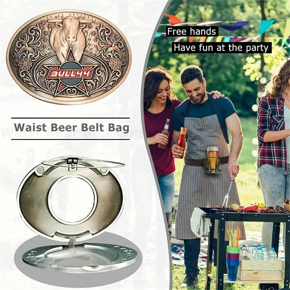 Zinc Alloy Beer Belt Buckle – Hands-Free Bottle Holder
