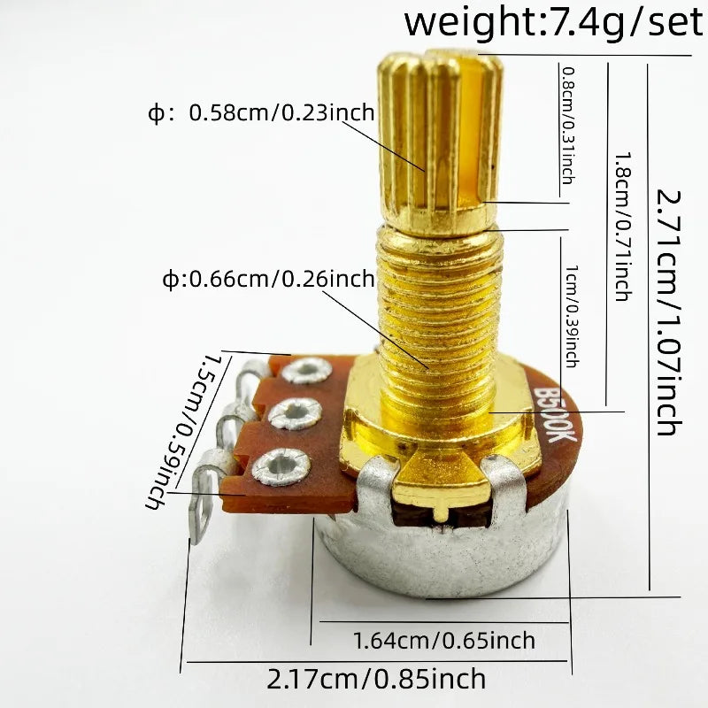 Long Shaft Guitar Potentiometers Pots Audio Tone Volume Switch