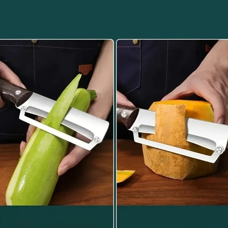 KEMORELA Stainless Steel Peeler & Slicer – Wooden Handle