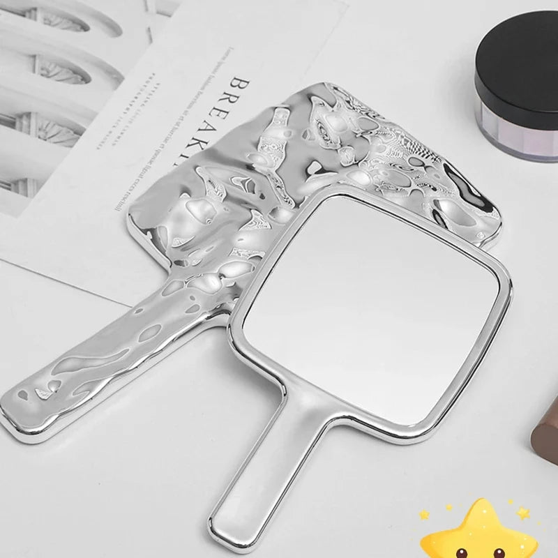 Liquid Shape Handheld Makeup Mirror – Portable Travel Mirror