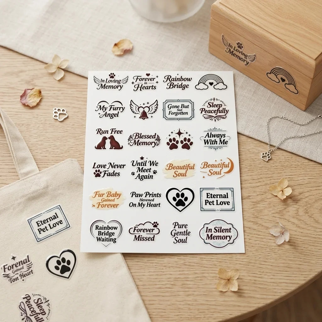 Pet Memorial UV Stickers | Paw Print Waterproof Decals for Urns