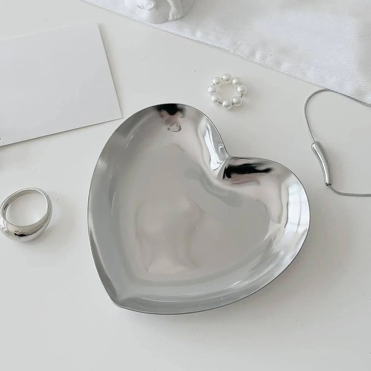 Silver Stainless Steel Cosmetic Jewelry Storage Tray