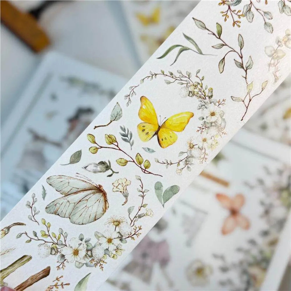 Vintage Flower Bunny Butterfly Spring Washi PET Tape Planner Card