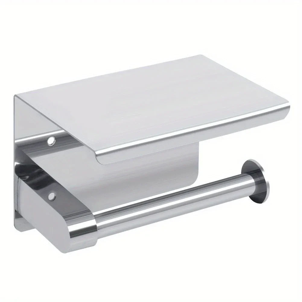 Stainless Steel Toilet Paper Holder with Phone Shelf