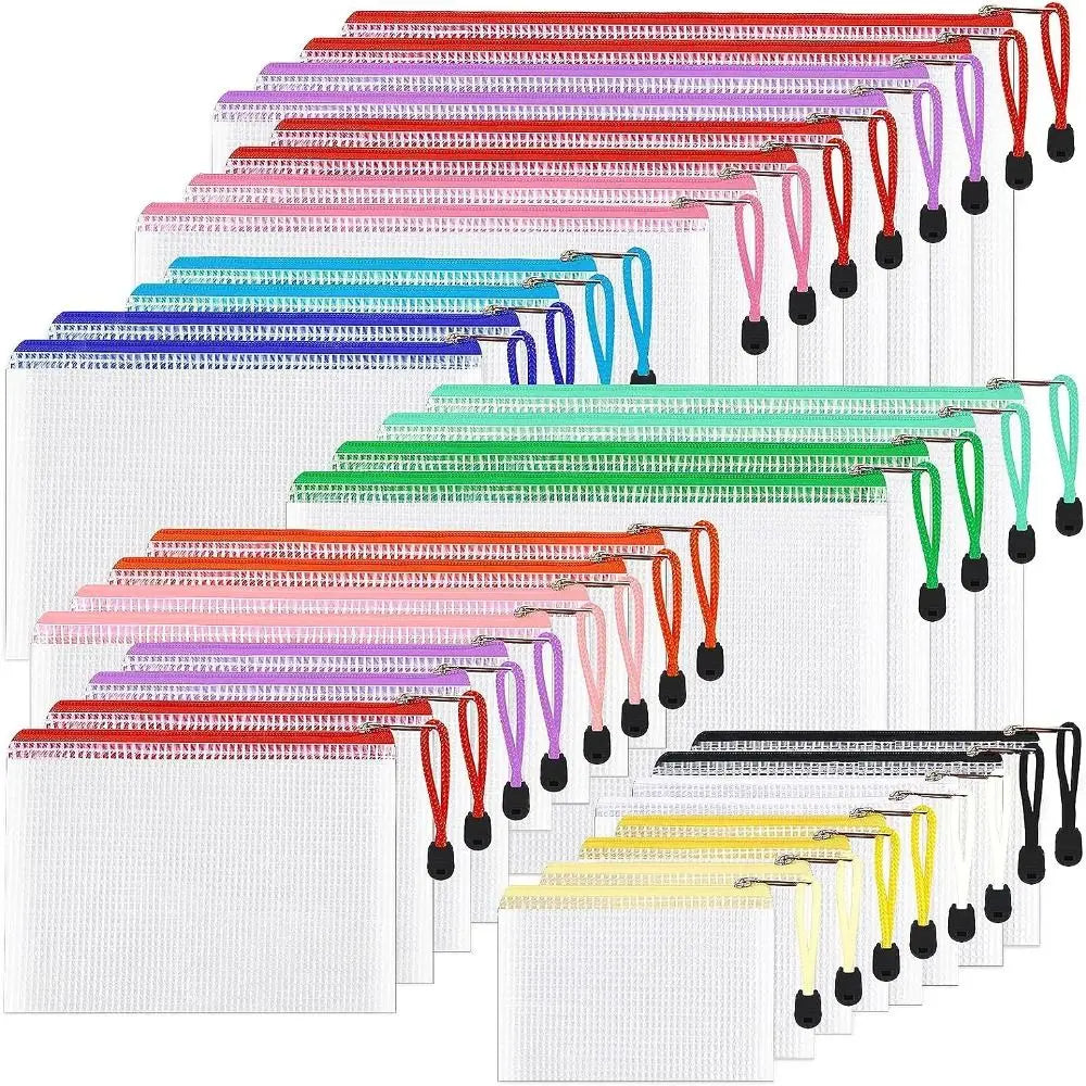 Mesh Zipper Pouches – Waterproof Makeup & Document Organizer