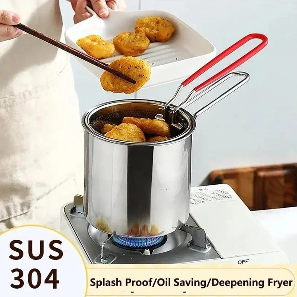 Stainless Steel Deep Fryer Frying Basket Multifunctional Small Pot