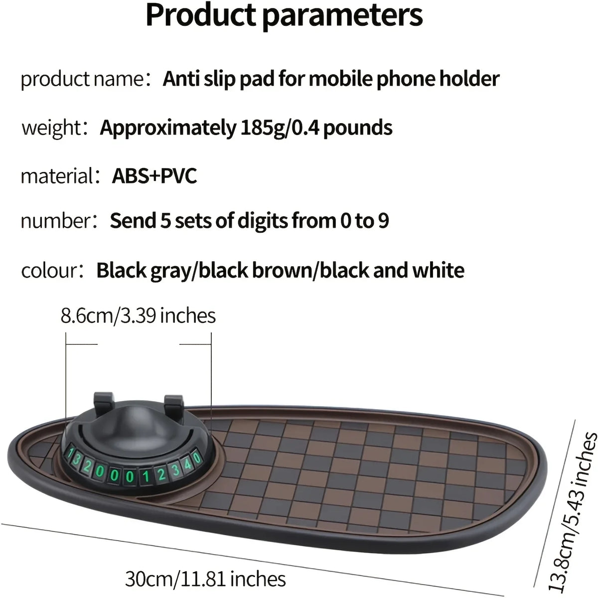 Car Dashboard Anti-Slip Mat Phone Holder & Parking Number Pad