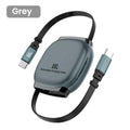 100W Retractable USB-C to USB-C Fast Charging Cable – 1M