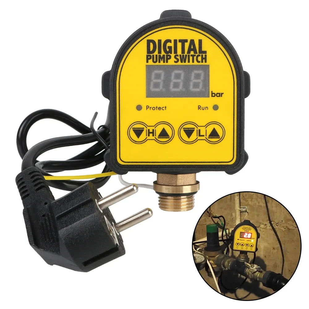 220V Digital Pressure Controller Switch | 0-10 Bar, 1/2" Port