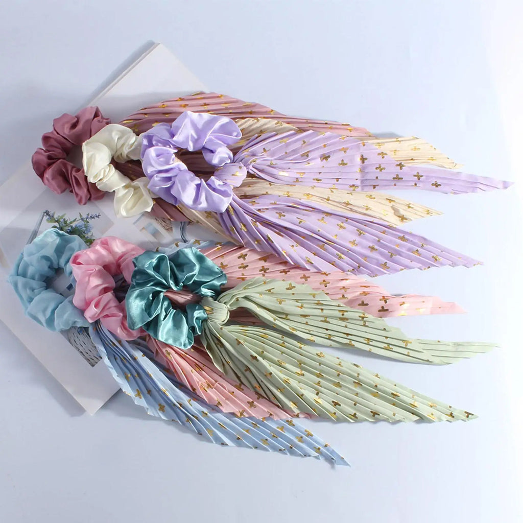 Flower Print Long Scrunchies & Hair Ties for Women – Elastic