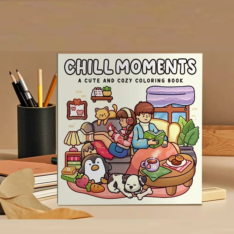 CHILL MOMENTS Coloring Book Adults Featuring Cute Cozy Daily