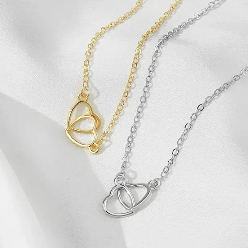 Huitan Double Heart Pendant Necklace – Women's Fashion Jewelry