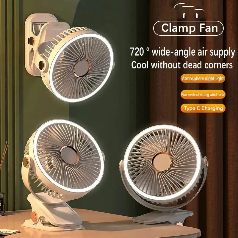 URGGU F2 Portable Camping Fan USB Rechargeable LED Clip-On