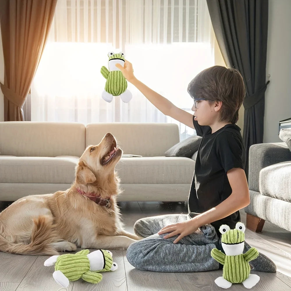 Frog Plush Dog Squeaky Toy – Chew Toy for Puppies & Small Dogs