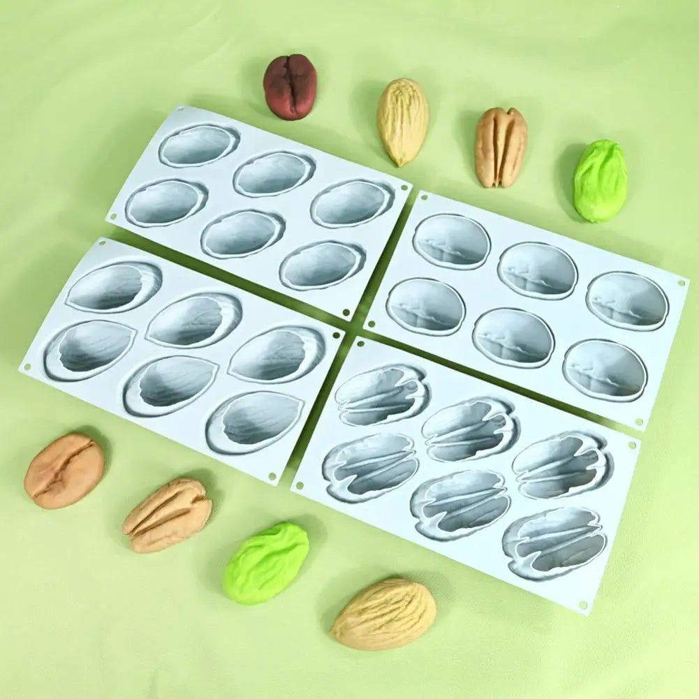 6-Cavity 3D Nut Silicone Mold – Mousse Cake & Dessert Baking