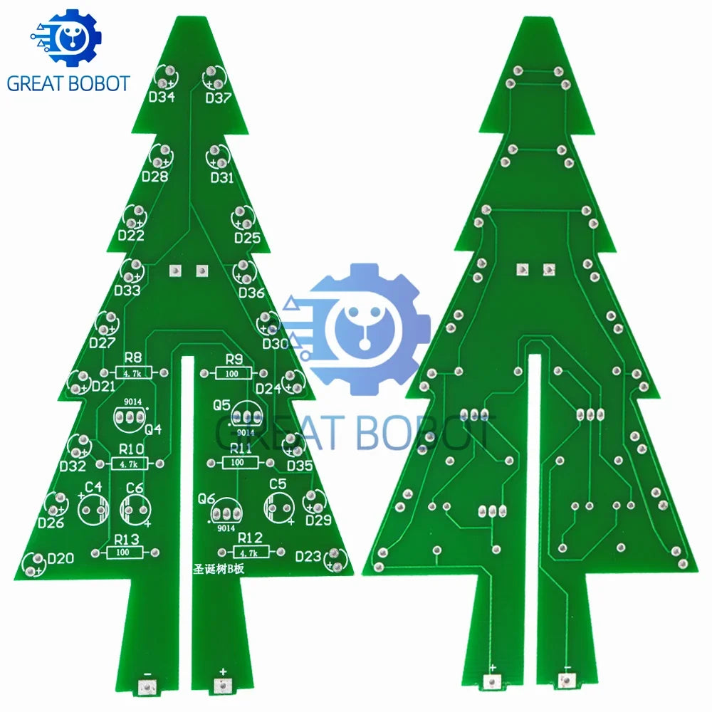 3D Christmas Tree LED DIY Kit – Flashing Red Green Yellow LEDs