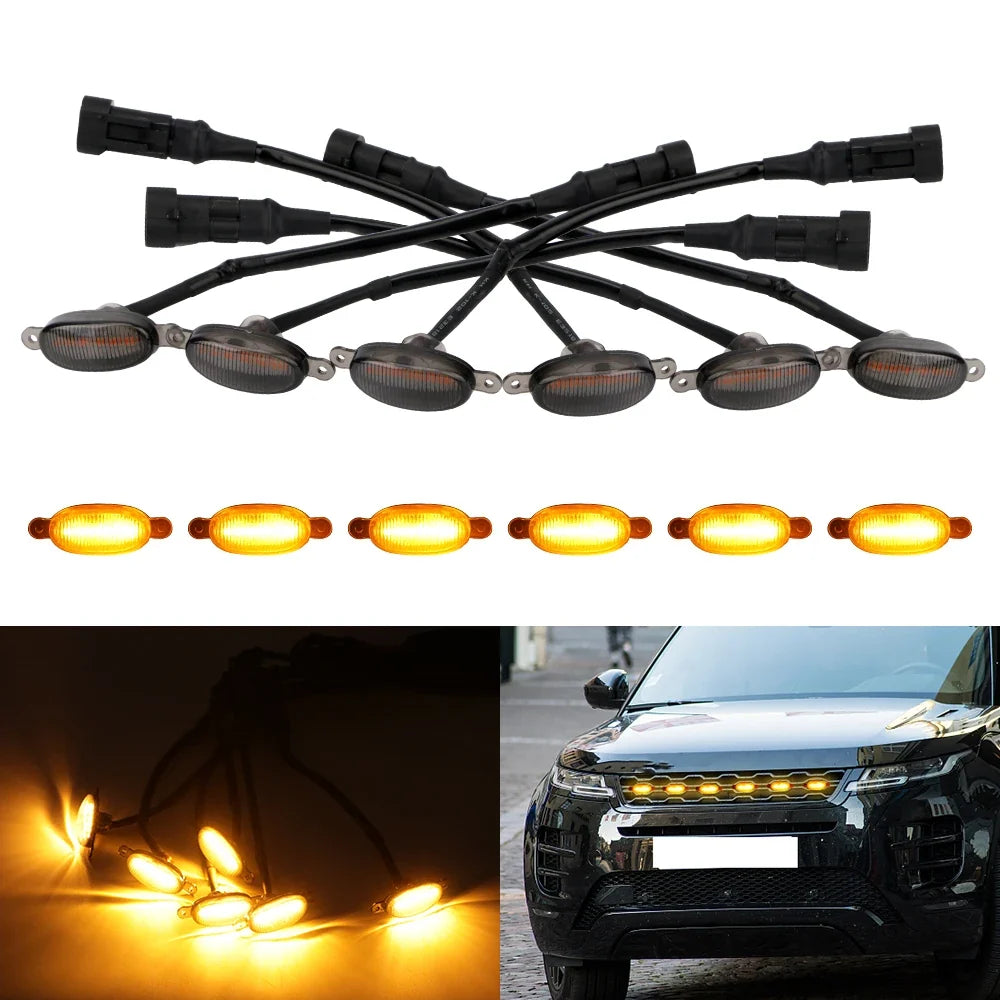 LED Amber Eagle Eye Grille Light Kit – 12V Universal 6 SMD