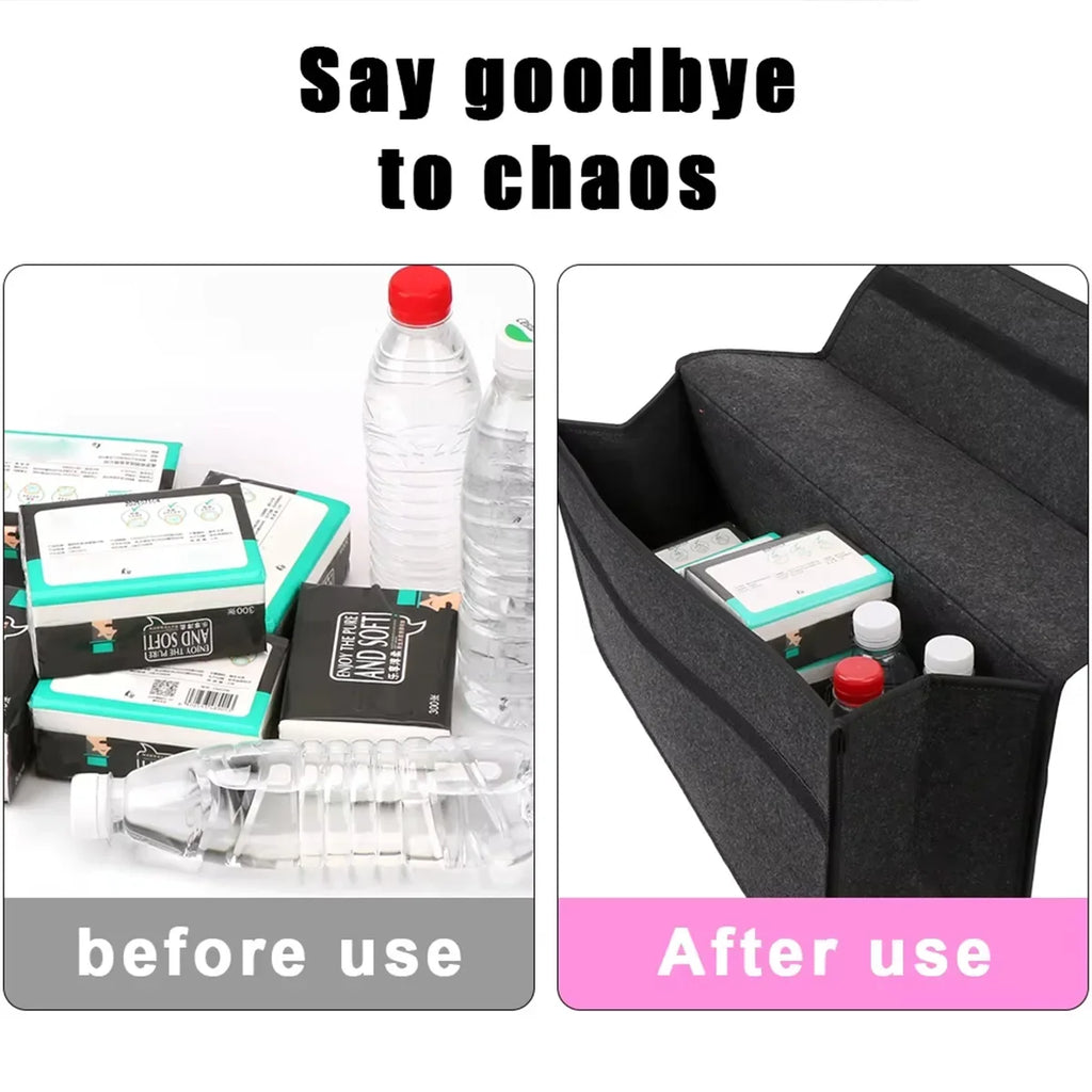 Dark Gray Car Felt Storage Box Bag Enlarged Thickened Soft Household