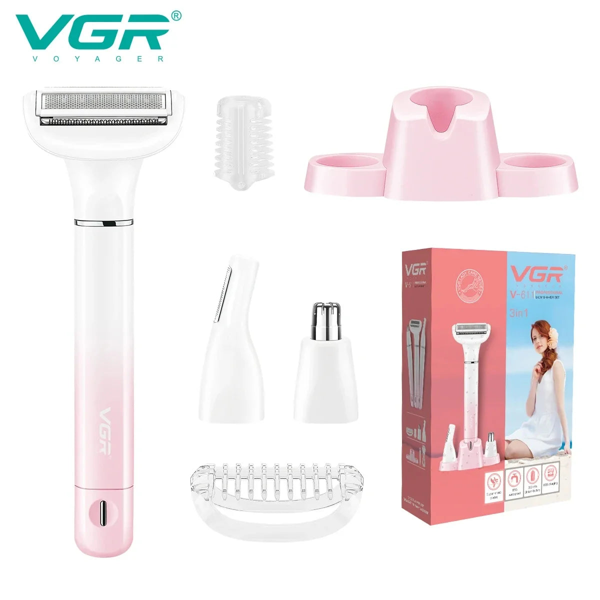 VGR V-611 3-in-1 Electric Trimmer | Face, Brow & Body