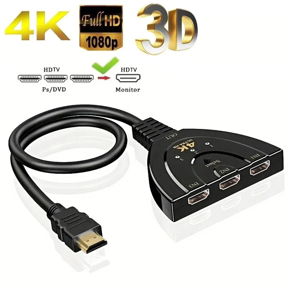 HDMI Switch 3 In 1 Out 4K 1080P for Xbox PS4 PS3 PC TV