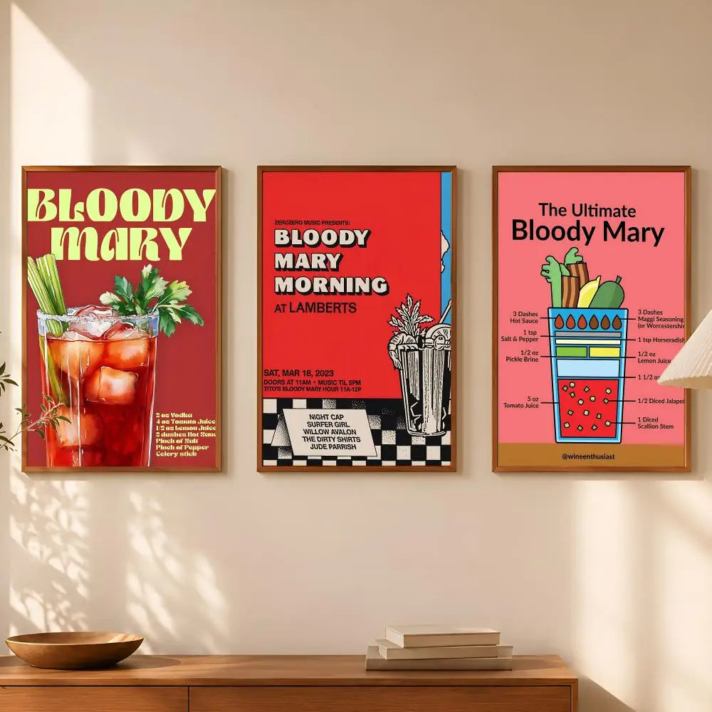 Bloody Mary Cocktail Wall Art Poster – Self-Stick Waterproof