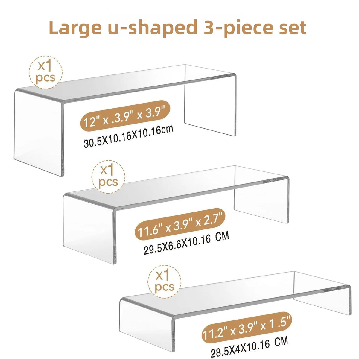 Acrylic U-Shaped Stackable Shelf | Figurine & Pastry Organizer