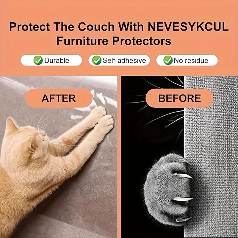 Cat Scratch Guard Tape 10pc – Clear Furniture Protector Stickers