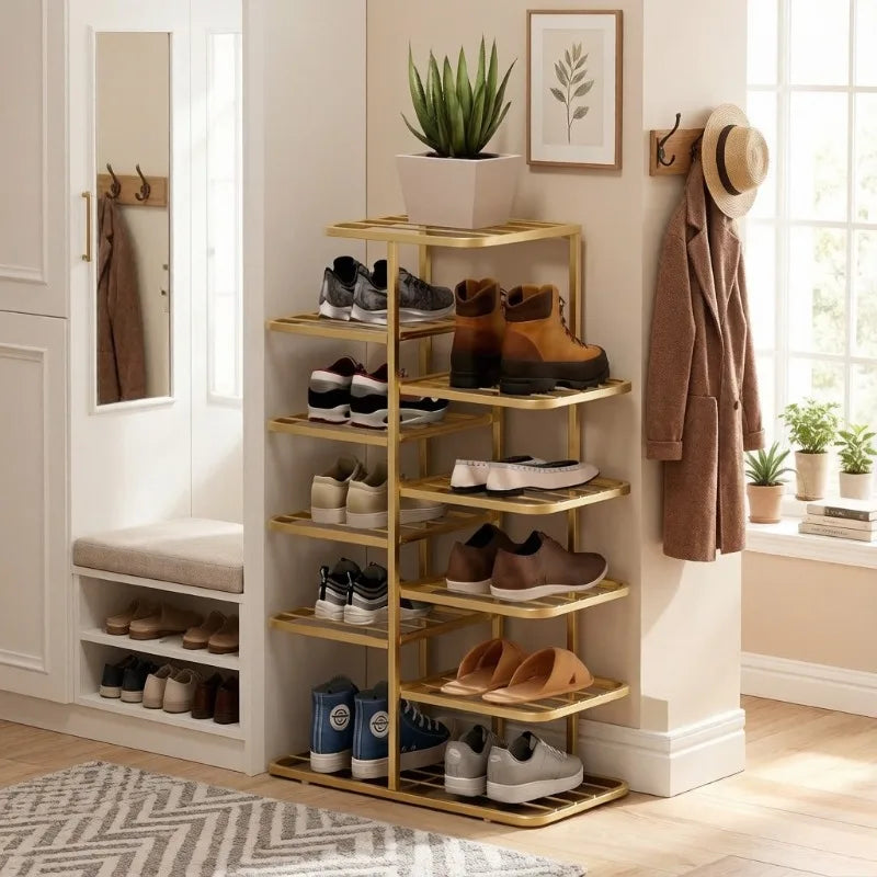 Multi-Layer Wrought Iron Shoe Rack – Entryway Storage Shelf