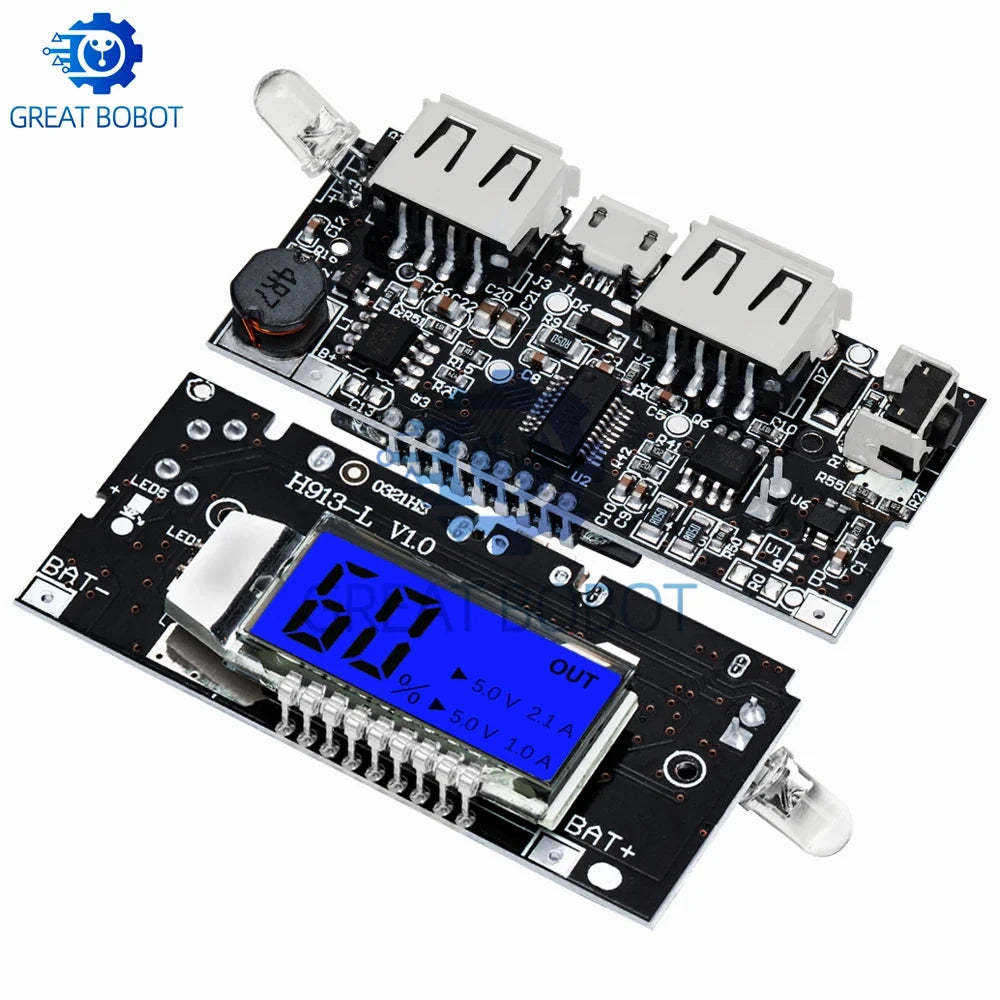 Dual USB Power Bank PCB Module 5V 1A 2.1A | 18650 DIY