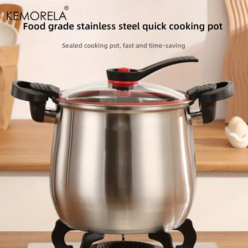 KEMORELA 22cm Stainless Steel Stockpot with Glass Lid