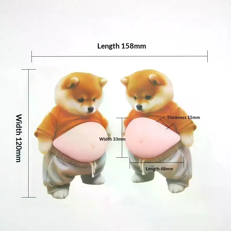 3D Shiba Inu Stickers Cute Orange Chubby Silicone Self-adhesive
