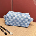 Checkered Knitted Makeup Bag – Cosmetic & Travel Pouch for Women