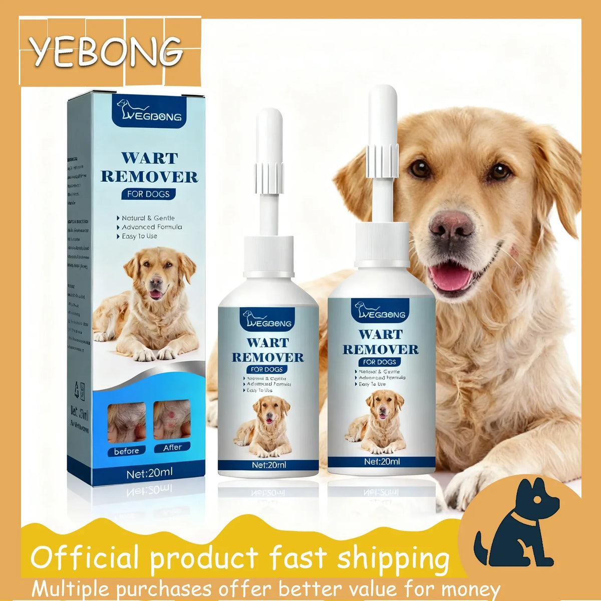 YEGBONG Pet Wart Remover – Dog & Cat Skin Tag Liquid 20ml