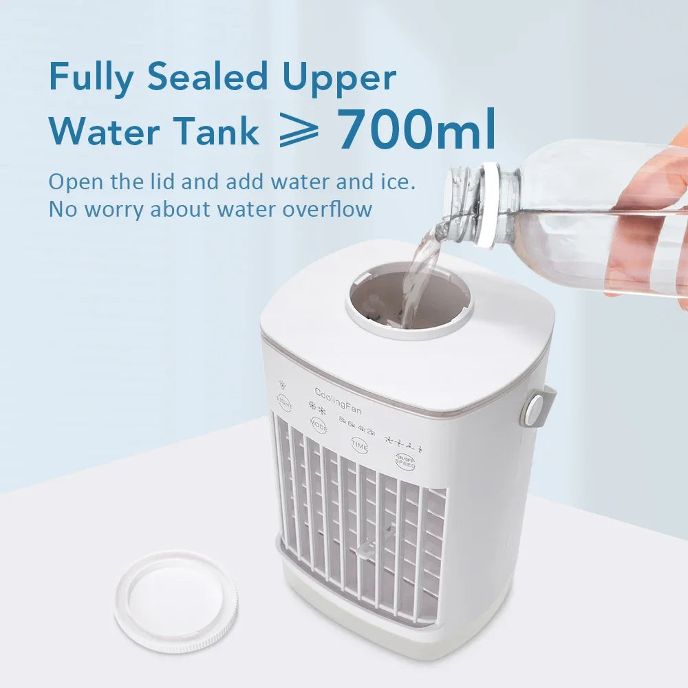 Portable USB Mist Fan 700ml | RGB Light, 3 Speeds & Timer