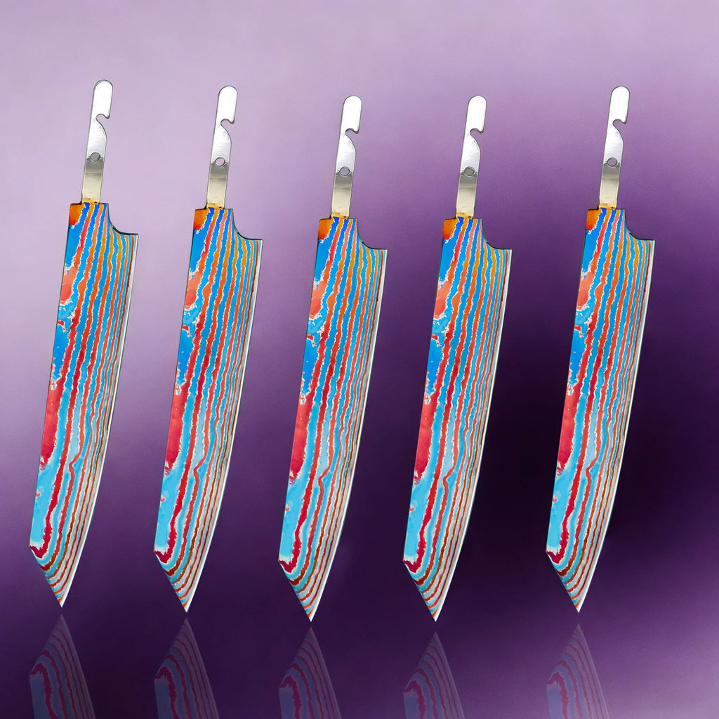 Kiritsuke Chef Knife Blade Set – Titanium Damascus Steel DIY