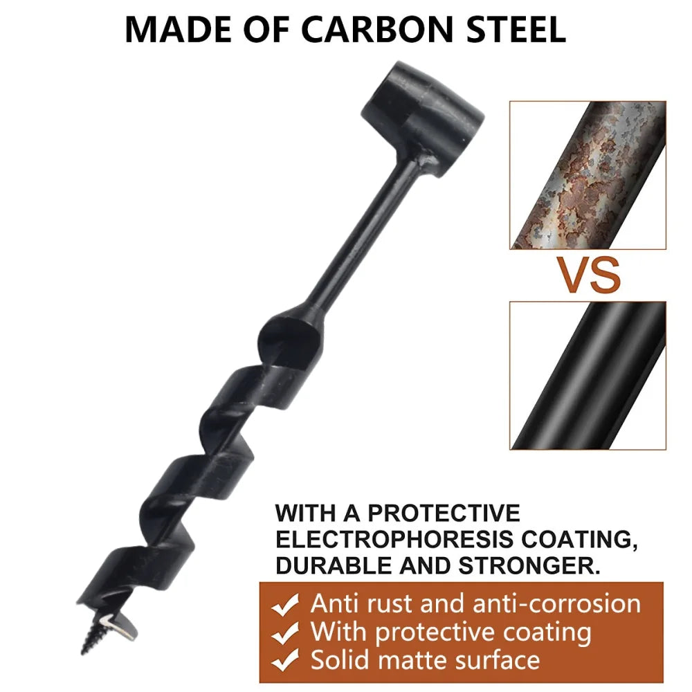 SLADE Manual Auger Drill – Carbon Steel Bushcraft Wood Tool