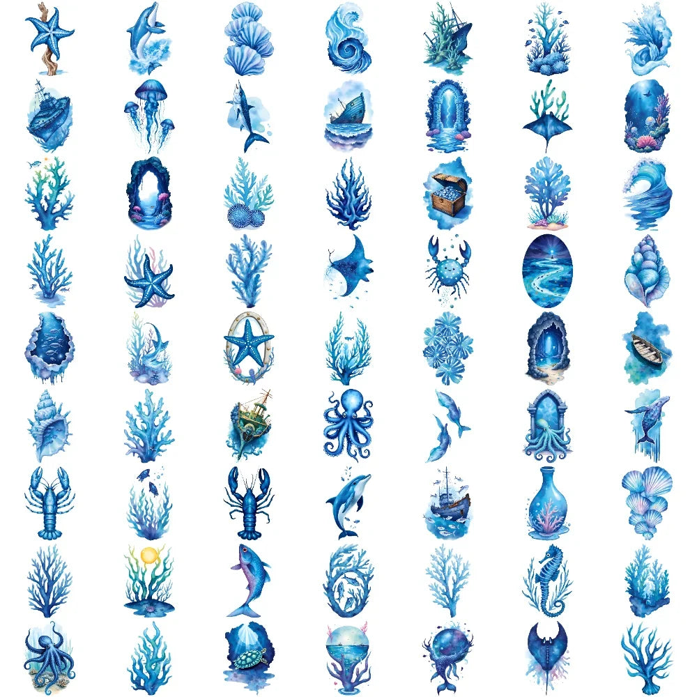 63-Piece Sea Creature Temporary Tattoos – Waterproof Stickers